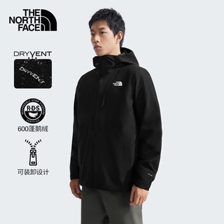 移动端、京东百亿补贴：THE NORTH FACE 北面 冲锋衣男三合一秋冬保暖连帽夹克外套 KX7/黑色 XXL/185