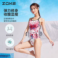 ZOKE 洲克 温泉泳衣女款2024新款竞速训练zoke专业竞技三角蝴蝶连体游泳衣 哥特蝴蝶124601146[双层/带胸垫] 3XL