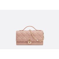 DIOR/迪奥24 经典迪奥小姐迷你粉色羊皮藤格纹手提包 rose-仓F48a