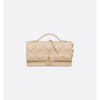 DIOR/迪奥24 经典迪奥小姐迷你粉色羊皮藤格纹手提包 粉米色 Cannage 小羊皮-仓N38a