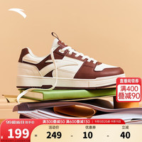 安踏元启板鞋女鞋秋季潮流百搭鞋子女美式复古休闲鞋运动鞋 象牙白/烟熏红-1 6(女36.5)