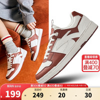 安踏元启板鞋女鞋秋季潮流百搭鞋子女美式复古休闲鞋运动鞋 象牙白/烟熏红-1 8(女39)