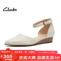Clarks 女款正装坡跟皮带扣简约包头凉鞋女Sense Eva外穿261 38