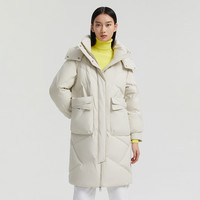 波司登女羽绒服大廓型中长款可脱卸帽时尚纯色百搭休闲 170/92A