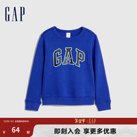 Gap男幼童秋冬款LOGO抓绒运动卫衣747829儿童装休闲上衣 蓝色 110cm(5岁)