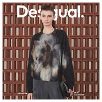 Desigual 西班牙时尚奢品 女式针织衫 24秋冬宽松花卉印花圆领