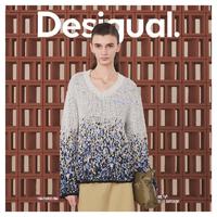 Desigual 24秋冬廓形渐变提花肌理花纱V领女式针织衫