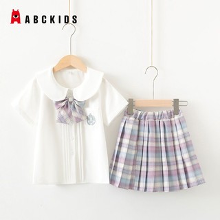 百亿补贴：ABCKIDS 女童JK制服套装夏季小学生女孩百褶裙学院风衬衫格裙套装