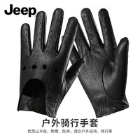 Jeep 吉普 男女真皮手套 山羊皮冬季保暖防滑触屏开车户外薄款摩托车骑行手套