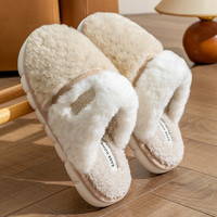 保暖棉拖鞋男士秋冬季2024室内家居厚底防滑毛绒棉拖男款 卡其【chao暖❤】 38