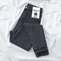 薇靡雅（WEIMIYA）高腰小脚牛仔裤修身弹力紧身铅笔裤子 灰色 33