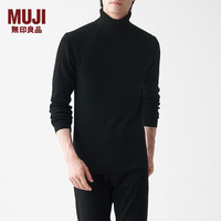 無印良品 MUJI 無印良品  男式  罗纹 可水洗 高领毛衣 AAC01A1A 长袖针织衫 黑色 XL