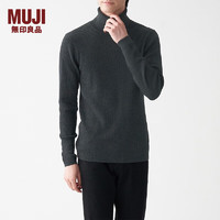 无印良品 MUJI 男式  罗纹 可水洗 高领毛衣 AAC01A1A 长袖针织衫 炭灰色 XS