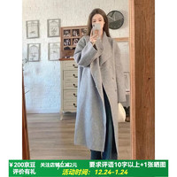 FOURDATRY 小个子版立领温柔灰色羊绒双面呢子大衣女秋冬加厚羊毛呢外套 浅灰色 S