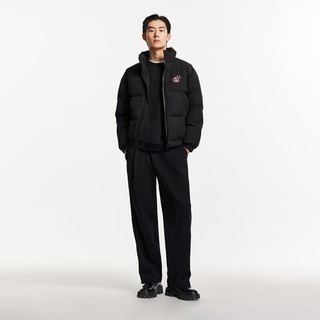 杰克·琼斯（JACK&JONES） 秋冬略宽松版型立体印花时尚潮流百搭舒适棉服男女同款224309018 黑色 195/112A/XXXL