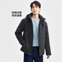 GIORDANO 佐丹奴 棉衣外套男24秋冬夹棉防风破骨多口袋拉链连帽夹克01074677