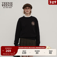 TEENIE WEENIE 小熊2024秋休闲学院微宽松舒适卫衣套头衫女 黑色 170/L