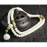 古龙堡旅行装备户外便携海南白玉菩提108颗佛珠手串 莲花款8*10*108颗