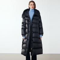 霍尔多巴吉白鹅绒长款连帽设计感外套女2024年冬款羽绒服