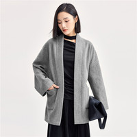 佐丹奴毛呢外套女24秋冬慵懒风大口袋腰带宽松无扣大衣女18374806 03 花灰 XL