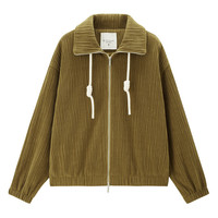 佐丹奴外套女装雪尼尔针织粗抽绳翻领宽松外套 18373610 L