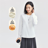 佐丹奴长袖T恤女双面绒保暖打底衫弧形下摆圆领上衣05324785 16 皎白 M