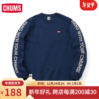 CHUMS 洽洽鸟 春夏新品男运动休闲棉质简约字母长袖T恤休闲卫衣 蓝色N092 M/170