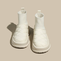 弹力袜雪地靴女款2024冬季加绒加厚棉鞋羽绒厚底保暖增高短靴 40