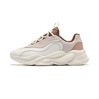 鸿星尔克白芷面包鞋女鞋秋冬休闲鞋百搭增高运动鞋厚底老爹鞋 001橡芽白/粉刷灰 40