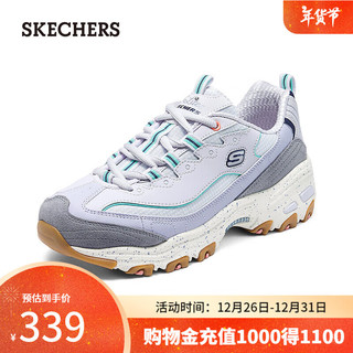 斯凯奇（Skechers）秋冬女鞋缓震舒适运动鞋厚底休闲鞋增高老爹鞋149589 薰衣草色/多彩色/LVMT 38.5