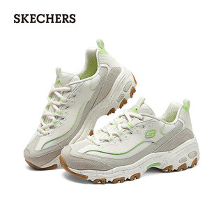 斯凯奇（Skechers）秋冬女鞋缓震舒适运动鞋厚底休闲鞋增高老爹鞋149589 自然色/柠檬色/NTLM 36