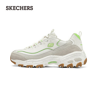 斯凯奇（Skechers）秋冬女鞋缓震舒适运动鞋厚底休闲鞋增高老爹鞋149589 自然色/柠檬色/NTLM 36