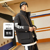 准者短款棉服男秋冬季保暖立领夹克户外休闲篮球运动外套 【立领】纯正黑