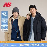 new balance BALANCE 短款鸭绒羽绒服24年男女同款简约保暖连帽外套AMJ43359 BK XL