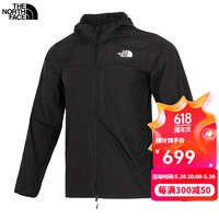 北面（The North Face）冲锋衣男2024春季户外运动休闲上衣舒适梭织连帽夹克外套 JK3/黑色/店长/ L/175