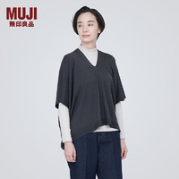 无印良品（MUJI）女式 羊毛 可水洗 高针距 斗篷毛衣 V领针织衫秋冬女款 BA1NAA3A 深灰色 M（160/84A）