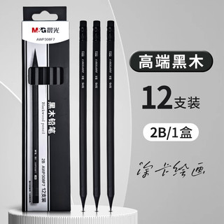 晨光10支装黑木黑色铅笔hb小一二年级2B铅笔儿童幼儿园练字笔学习文具用品套装考试涂卡笔小黑杆 2B/HB