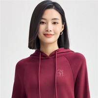 佐丹奴直筒长裙女24冬加绒垂感直筒裙刺绣开叉连帽连衣裙05464868