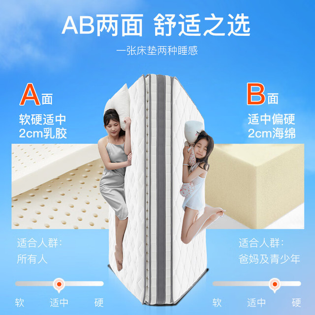 今日必买：YANXUAN 网易严选 乳胶席梦思AB面弹簧床垫1.8×2米 奢睡款