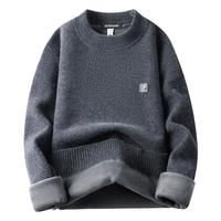 it OP【 加绒厚款】圆领纯色男式套头毛衣保暖锁温针织衫