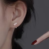 PWL S999足银星星耳钉女款百搭2024年气质耳环养耳洞睡觉不用摘耳