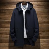 【专柜款一衣两穿】连帽风衣男中长款防风外套男纯色男士风衣夹克