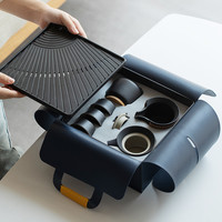 蝶设茶具套装公司商务送客户随手礼男士高档年会纪念品 旅行茶具黑色【3杯1罐】