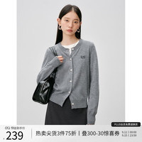 自巧小个子红色学院风复古针织衫女2024秋季气质外搭开衫 松灰色 5