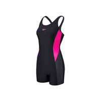 Speedo速比涛 抗氯修身显瘦遮腹马甲线拼色设计 女子连体平角泳衣 40 黑色/红色