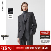 朗姿【Basic衣橱】纯羊毛复古气质职业西服女2024春西装外套 中灰色2 XL