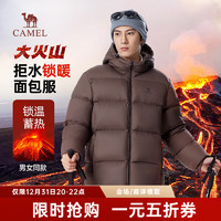 骆驼火山羽绒服男冬加厚连帽保暖面包服女城市轻户外 法式棕 男女同款 S