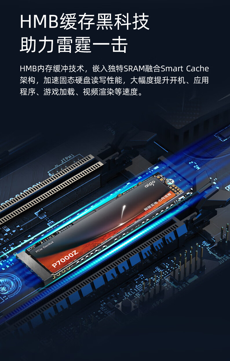aigo 爱国者4TB SSD固态硬盘M.2接口长江存储晶圆P7000Z 读速高达7450MB