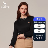 哈吉斯（HAZZYS）女装长袖T恤衫女ABTSE0BCX06 BK