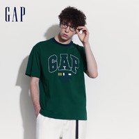 Gap 盖璞 男女款亲肤撞色logo印花短袖T恤 465443 绿色 S